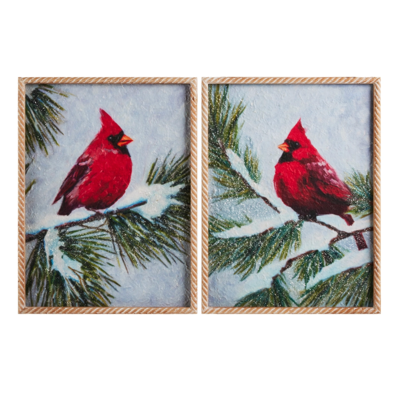 16.25" Cardinal on Pine Wall Art (Assorted, purchase is for ONE)