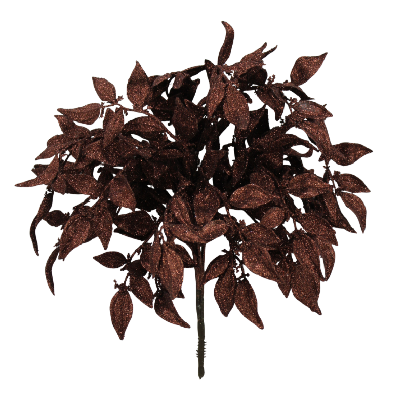 17" Plastic Leaf W/ Glitter (Brown)