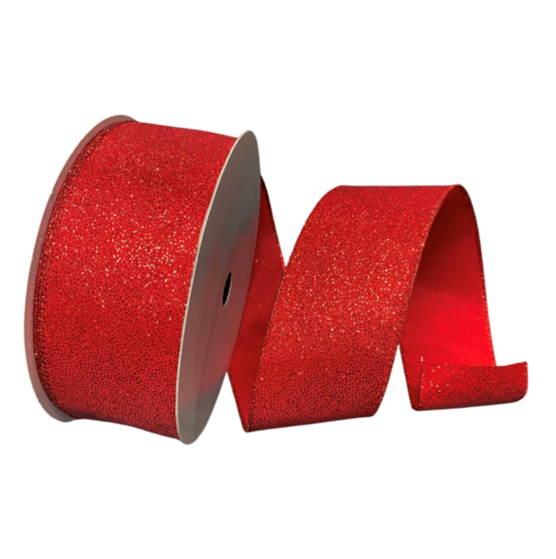 2.5"X50Y Glittered Satin (Red)