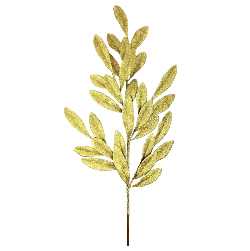 27" Glitter Laurel Leaves Spray (Gold)