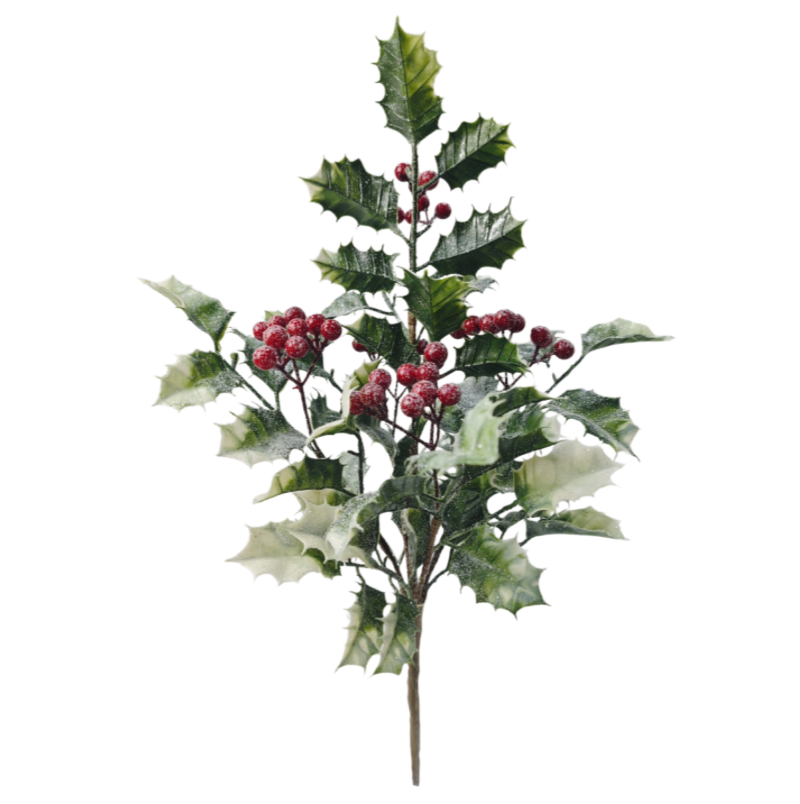 19" Holly Leaf & Berry Bush