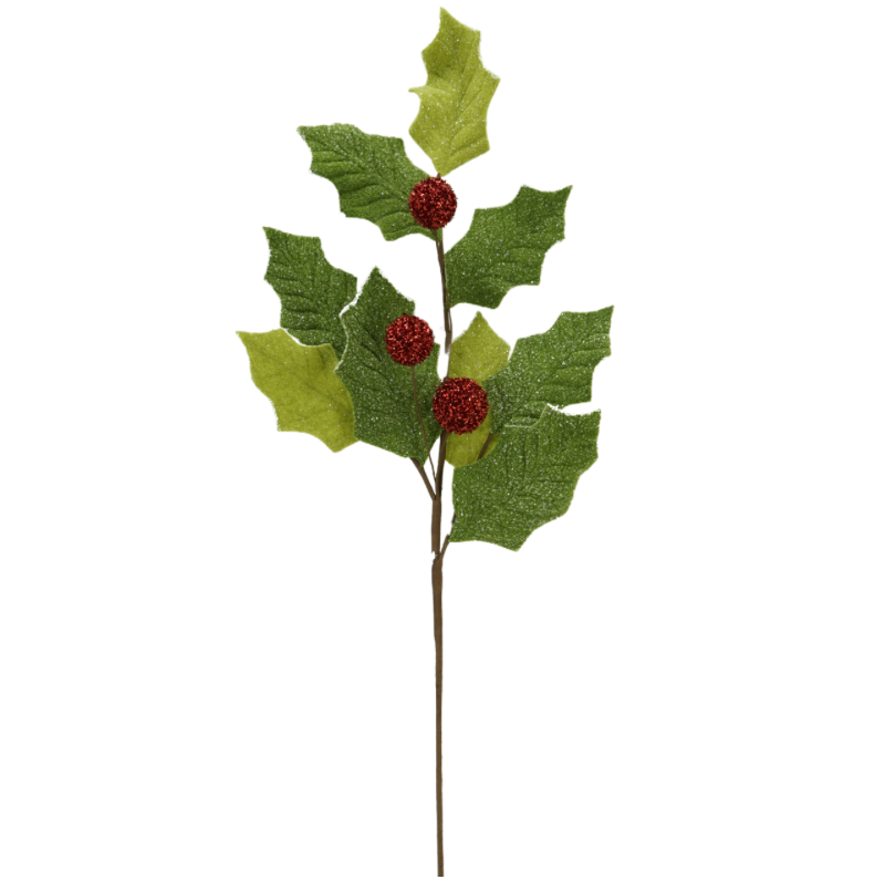 34" Glitter Felt Holly Leaf