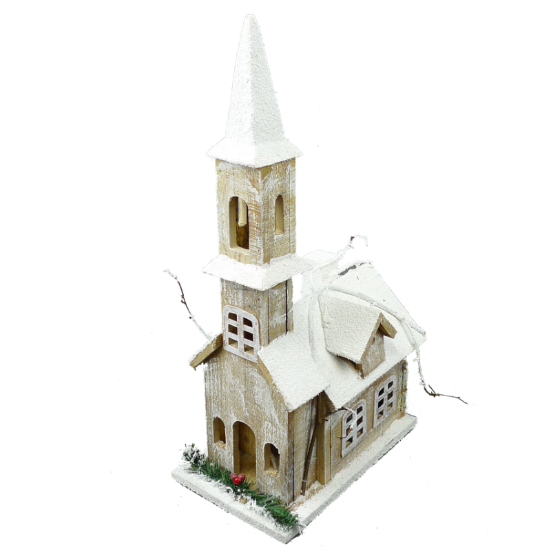 20" Wooden House W/ Led Lights (Brown)