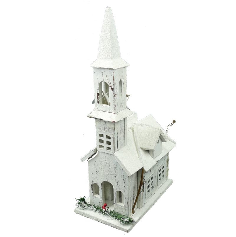 20" Wooden House W/ Led Lights (White)