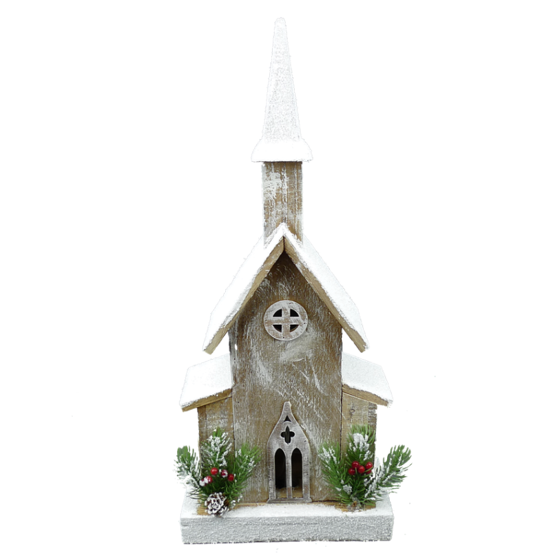 22" Church W/ Led Lights (Brown)