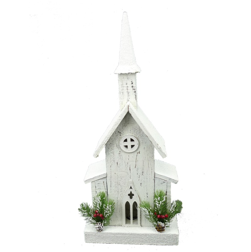 22" Church W/ Led Lights (White)