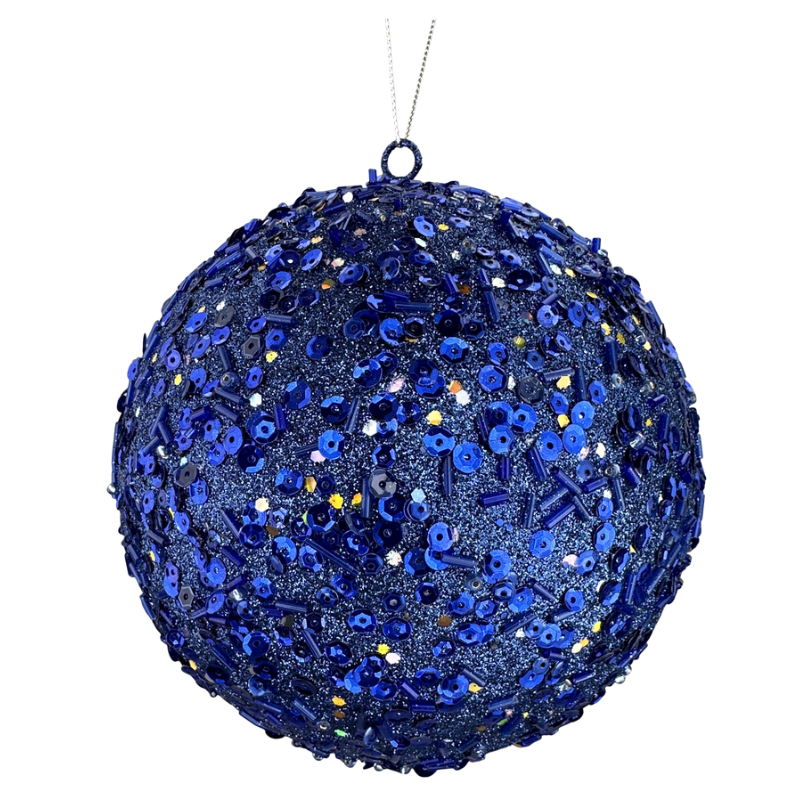 6" Ornament Sequin Glitter Ball (Dark Blue)