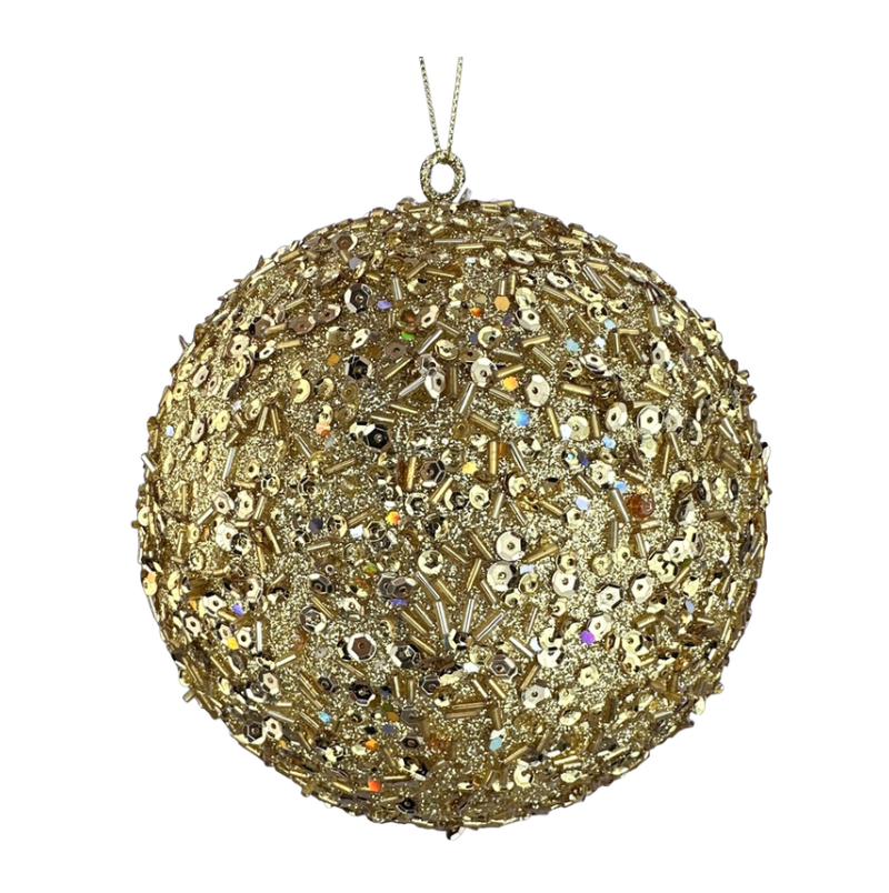 6" Ornament Sequin Glitter Ball (Gold)