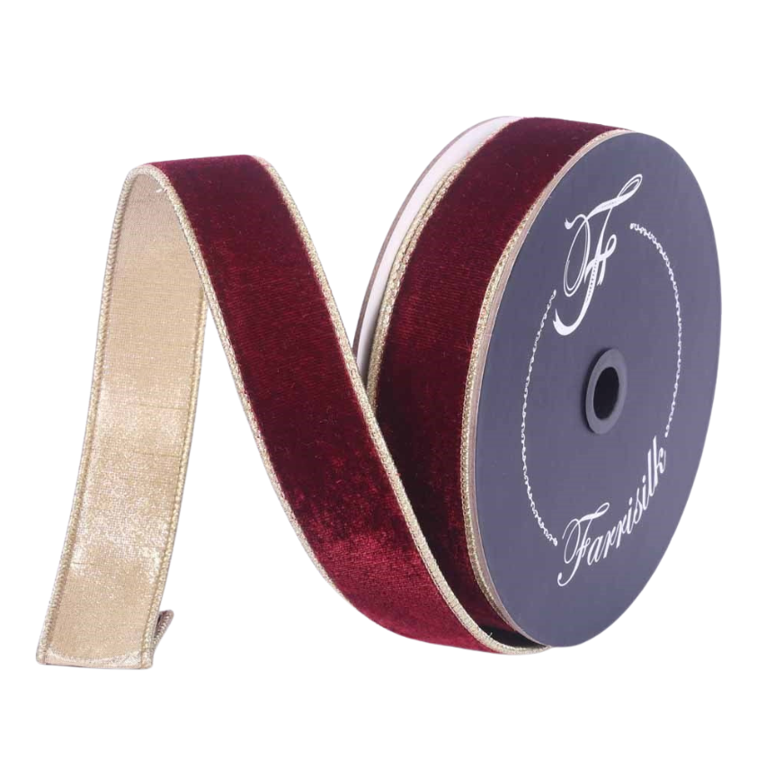 1.5" Flashy Velvet (Burgundy) Farrisilk