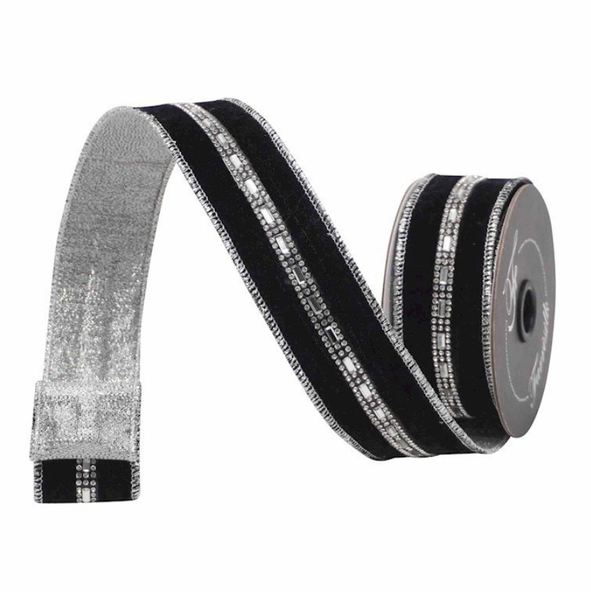 1.5"X5YD Plush Jewel (Black) Farrisilk