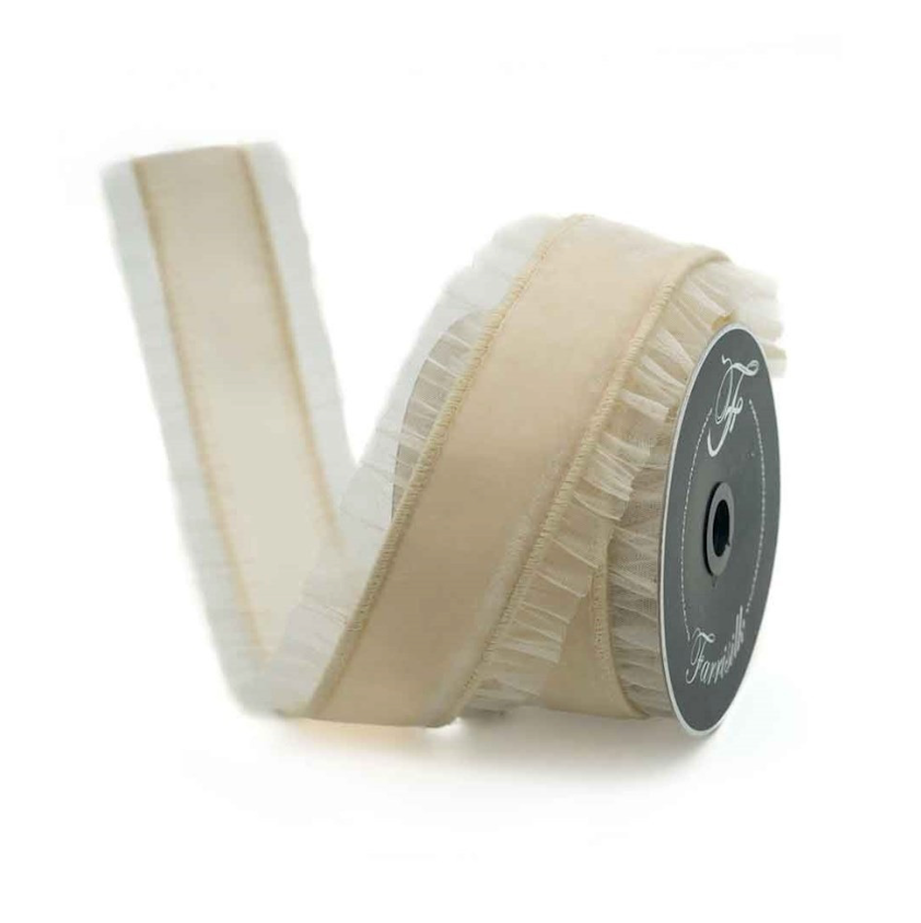 3"X10YD Sheer Ruffle (Cream) Farrisilk