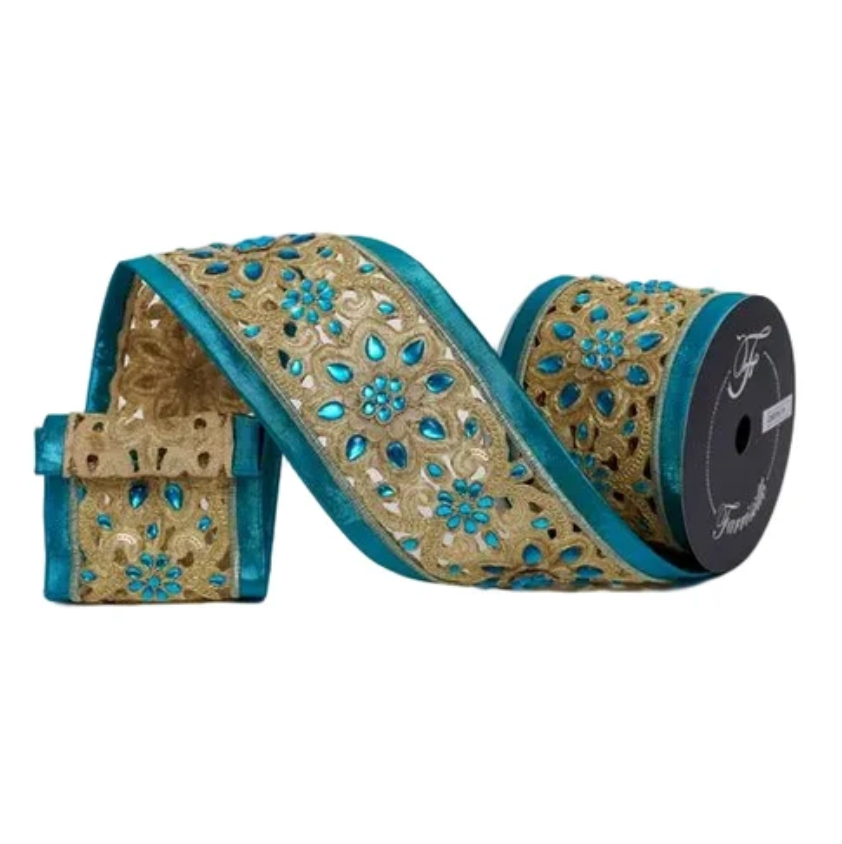 4"X5YD Ethereal Lace (Teal) Farrisilk