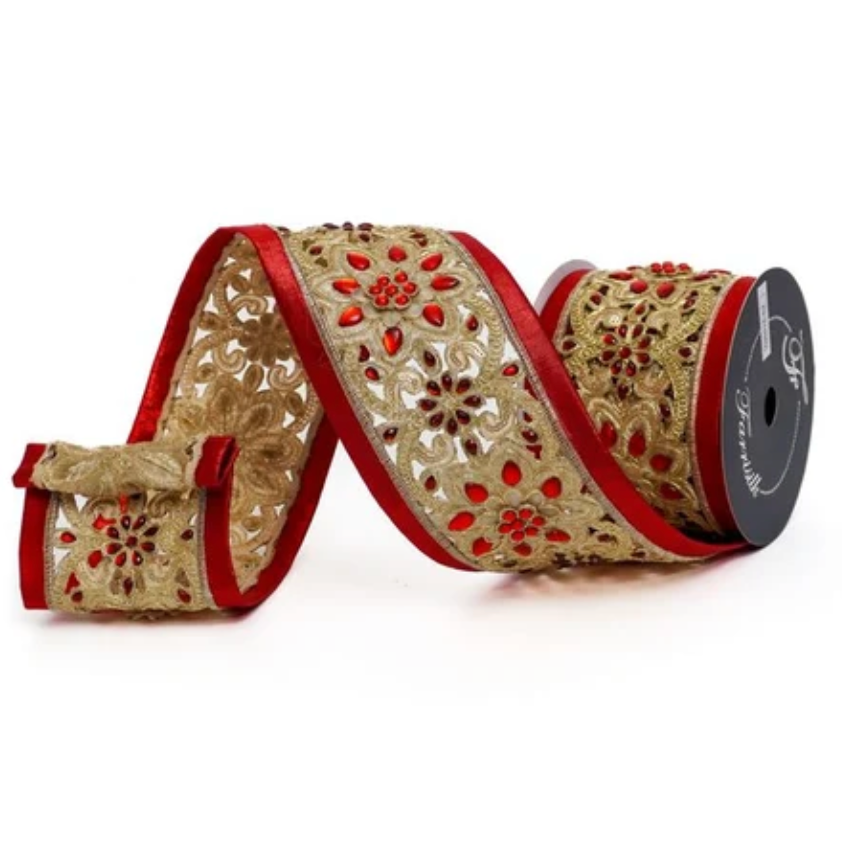 4"X5YD Ethereal Lace (Red) Farrisilk