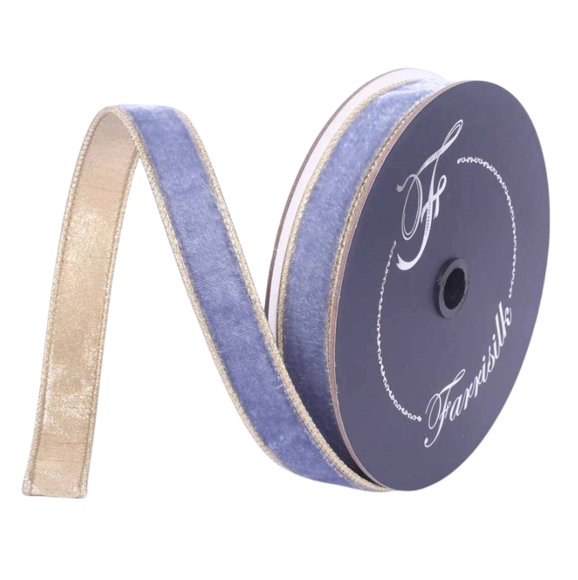 1"X10YD Flashy Velvet (Steel Blue) Farrisilk