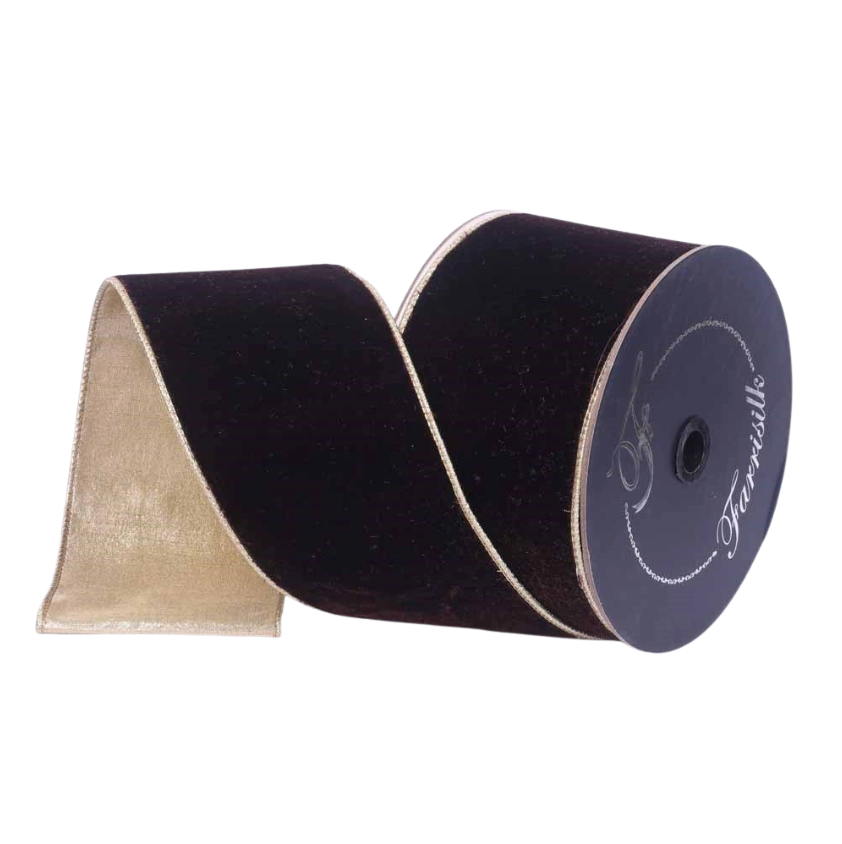 4"X10YD Flashy Velvet (Chocolate) Farrisilk