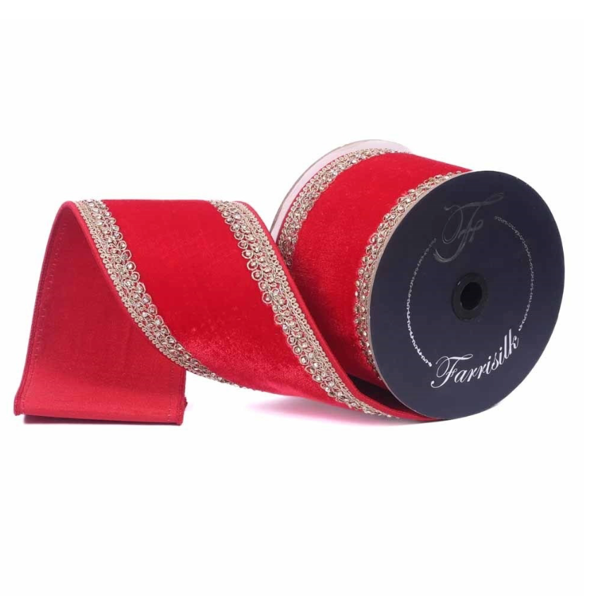 4"X5YD Plush Topaz (Red) Farrisilk