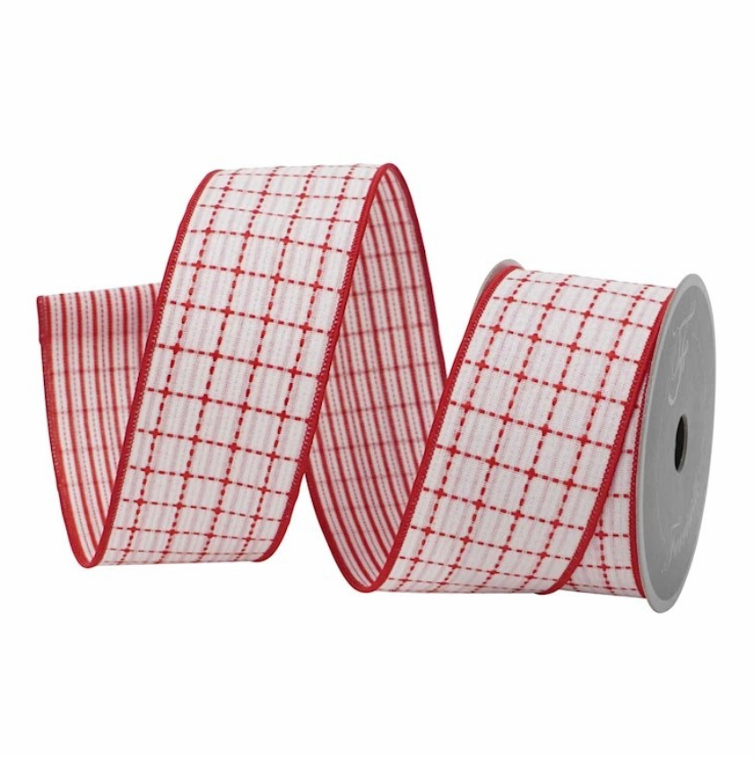 2.5"X10YD Peppermint Cottage (Red/White) Farrisilk
