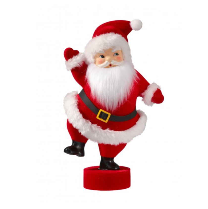 9.5" Old Fashioned Flocked Santa (Red)