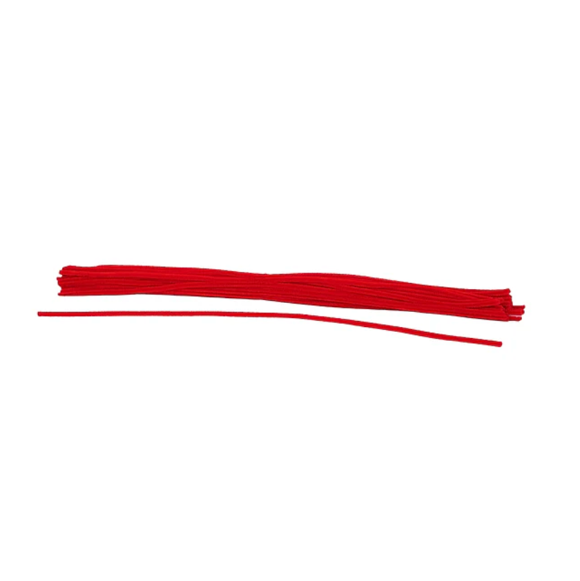 20"L X 6MM Chenille Stems Pipe Cleaners (Red, Bag of 50)