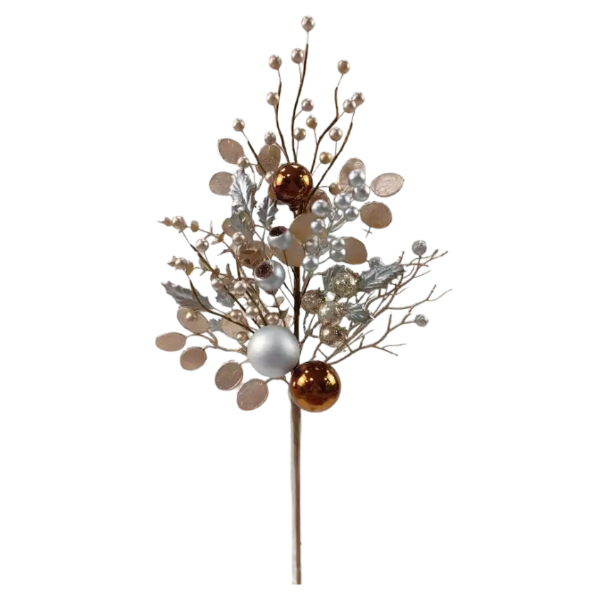24" Mixed Leaf Ball Berry (Silver/Gold/Copper)