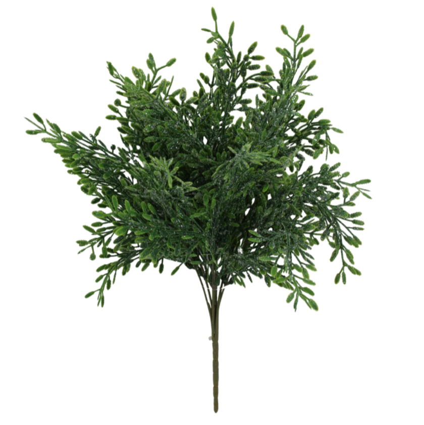 15" Frosted Mistletoe Bush