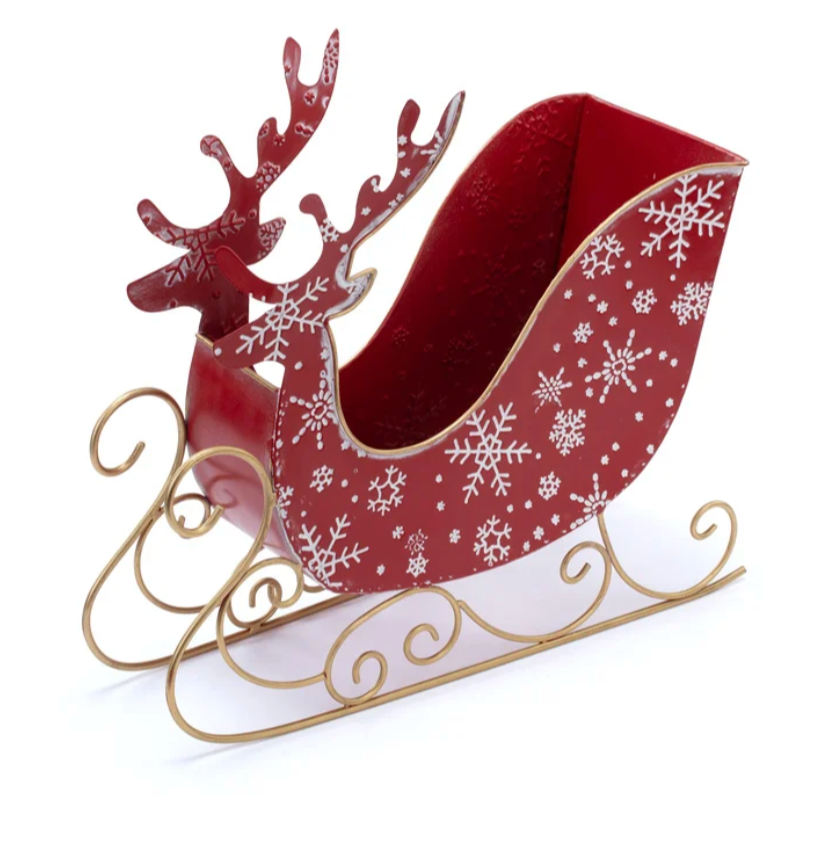 Red Snowflake Deer Sleigh
