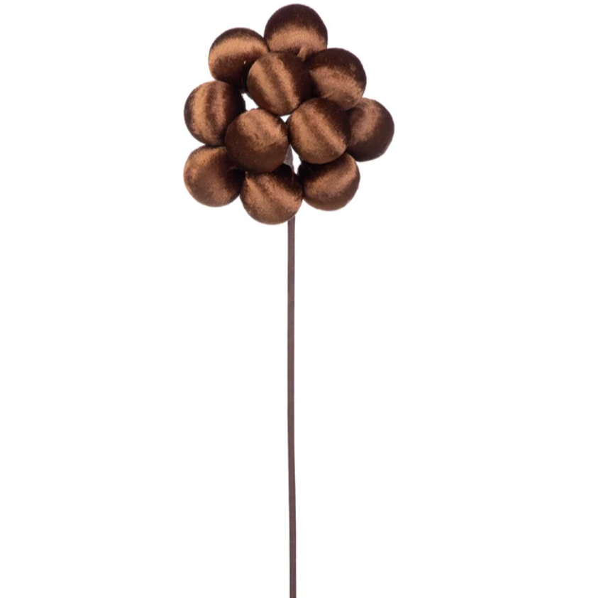 Copper Chocolate Brown Velvet Ball Spray