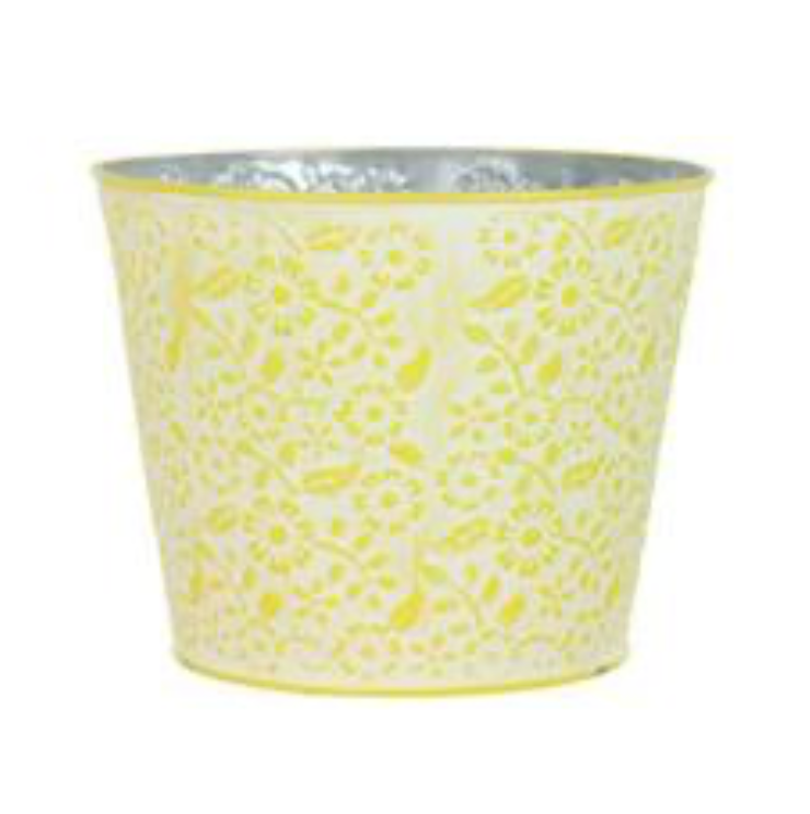 6.75"Dia x 5.5"H Emboss Daisy Pot Cover (Yellow)