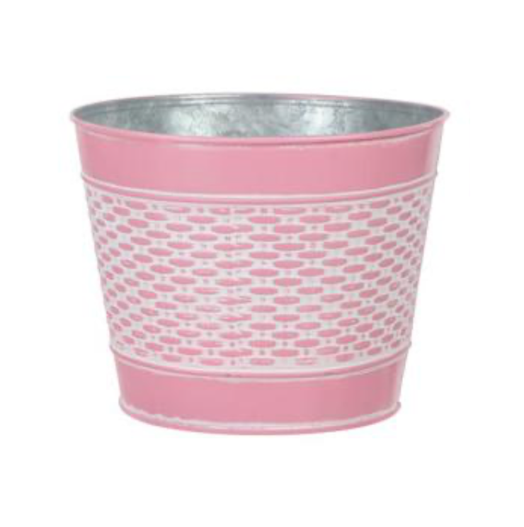 6.75"Dia x 5.5"H Emboss Woven Pot Cover (Pink)