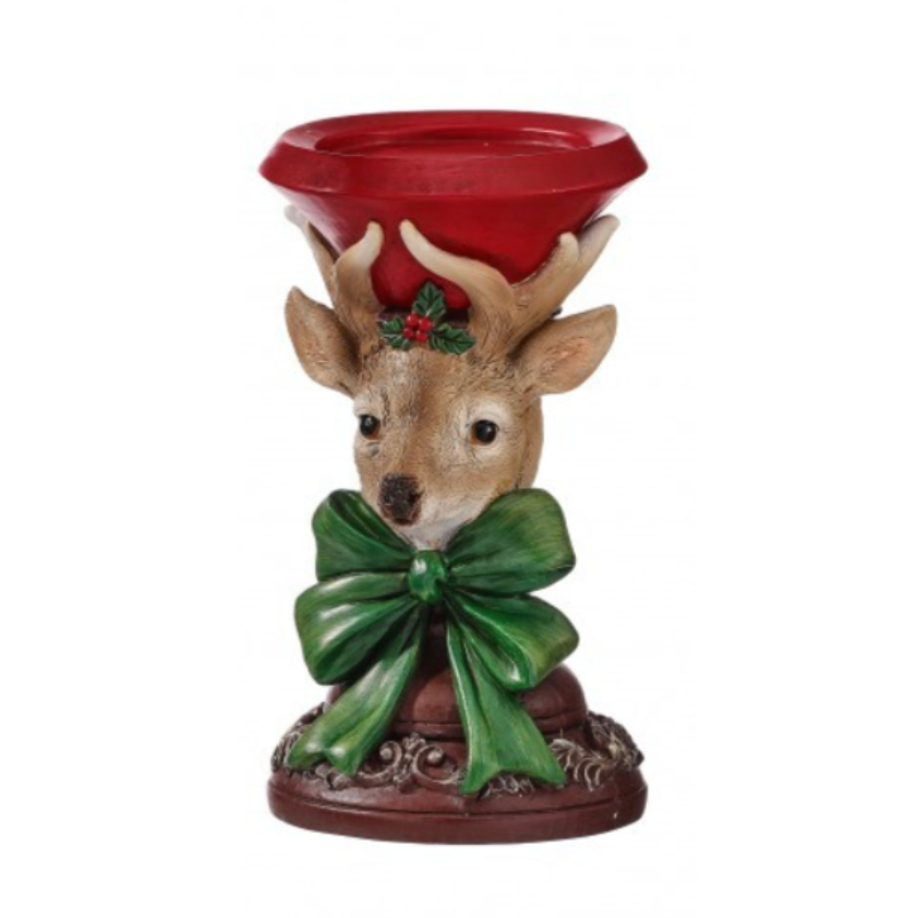 9-12" Resin Deerhead/Bow Candleholder (Sold Individually, Purchase is for ONE)