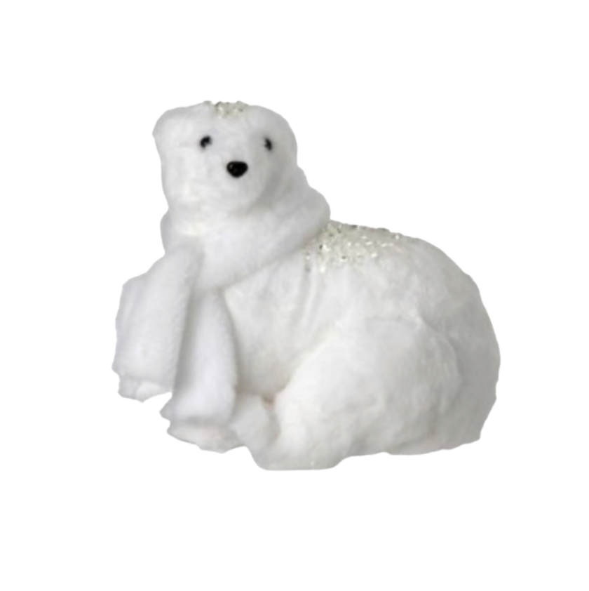 9.5-13.5" Faux Fur Polor Bear W/Scarf (Sold Individually, Purchase is for ONE)