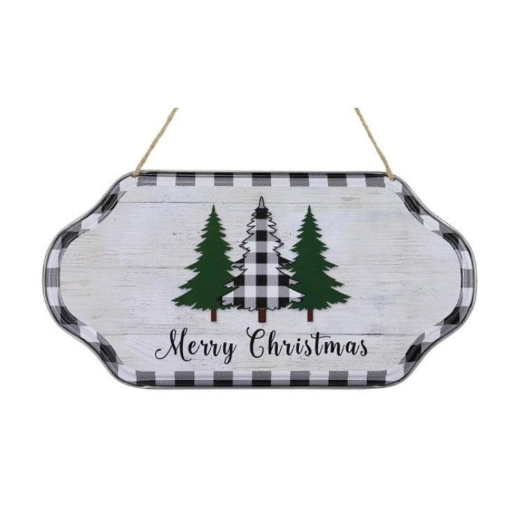 12"L X 6.25"H Merry Christmas/Trees Sign