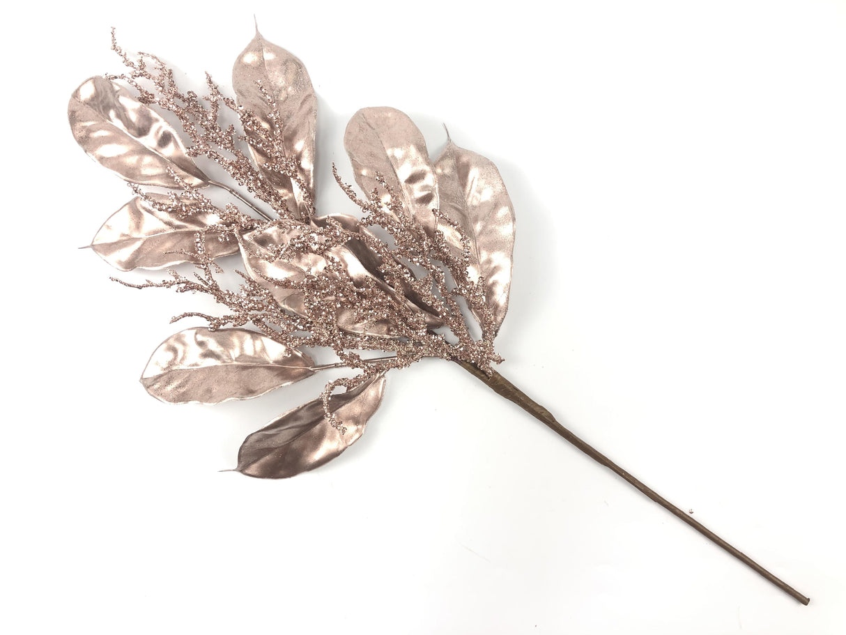 24" Magnolia Leaf Spray (Rose Gold)
