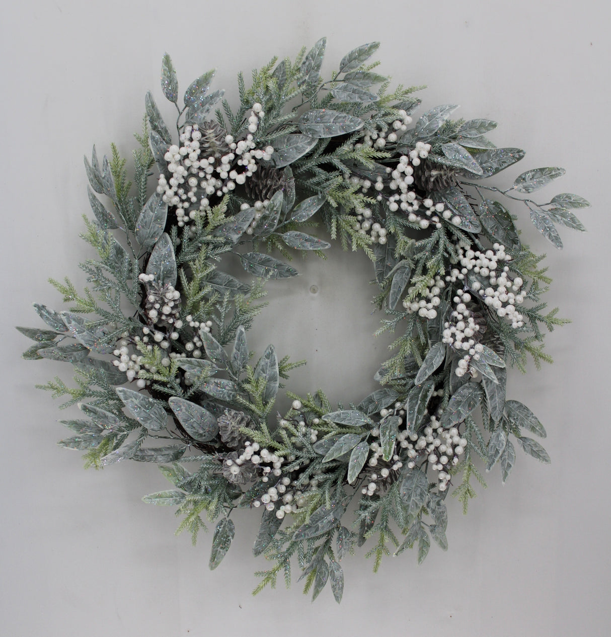 24" Olive Leaf Pine Pinecone Wreath
