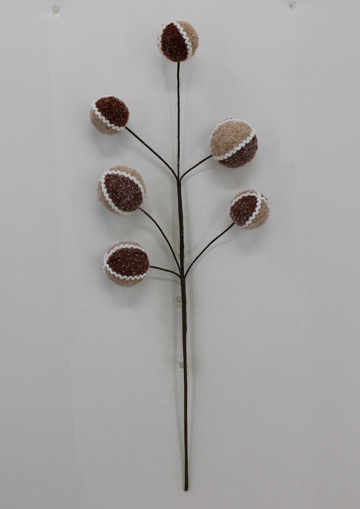 27" Jute Chenille Ball Spray (Two-Tone Brown)