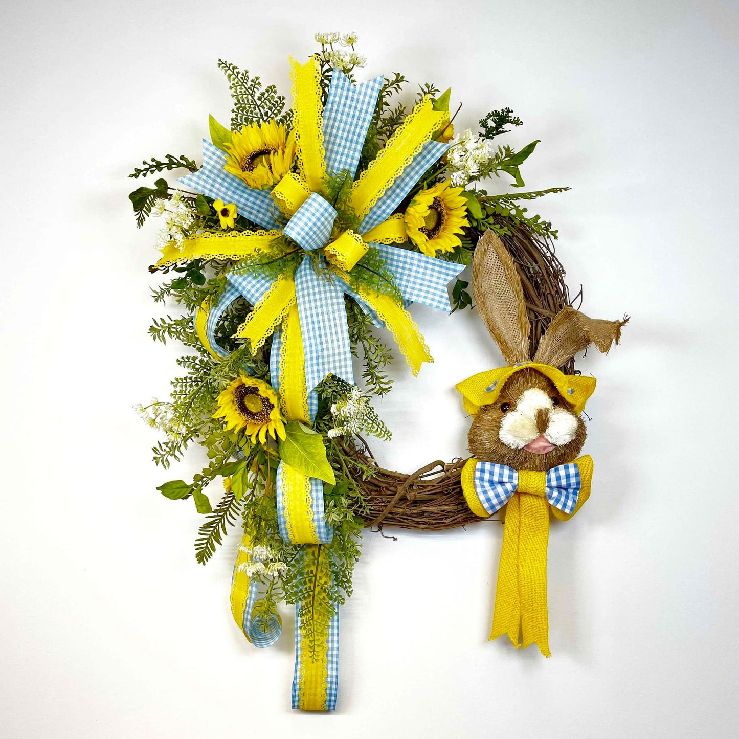 Yellow and Blue Sunflower Gingham Bunny Tutorial