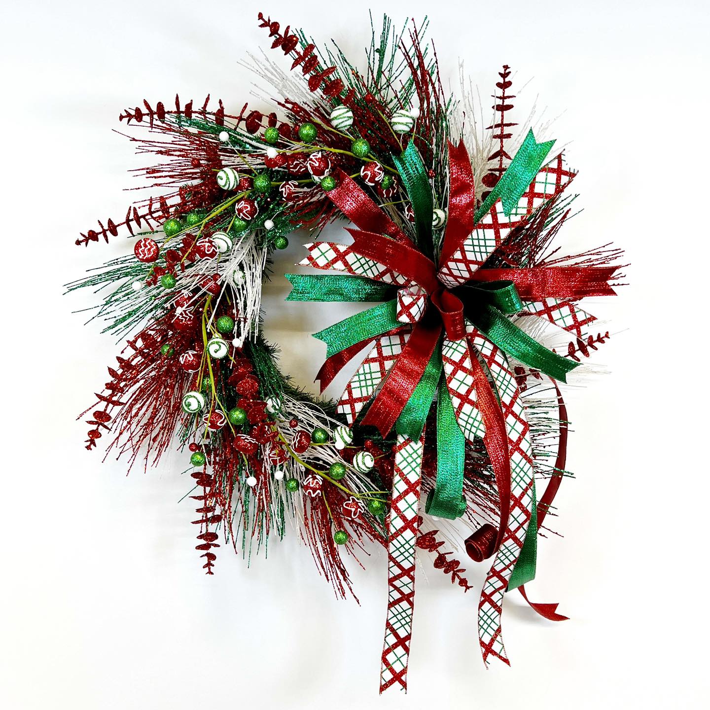 Red, White and Emerald Wreath TUTORIAL