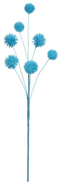 19"L Flocked Pompom Spray X 7