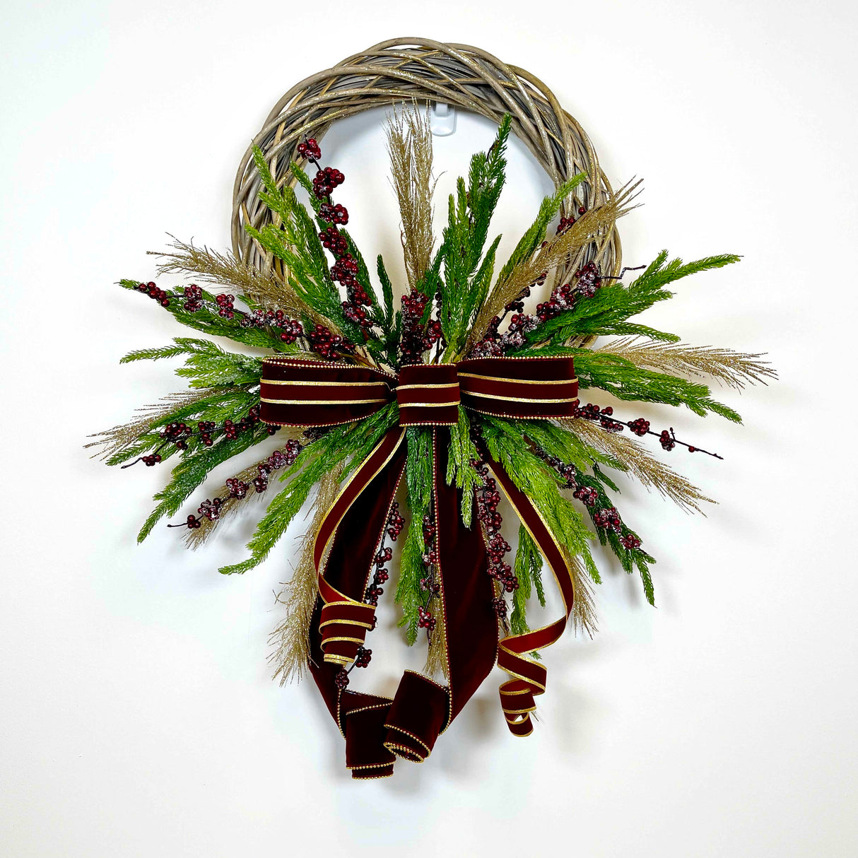 Burgundy Willow Wreath TUTORIAL ONLY