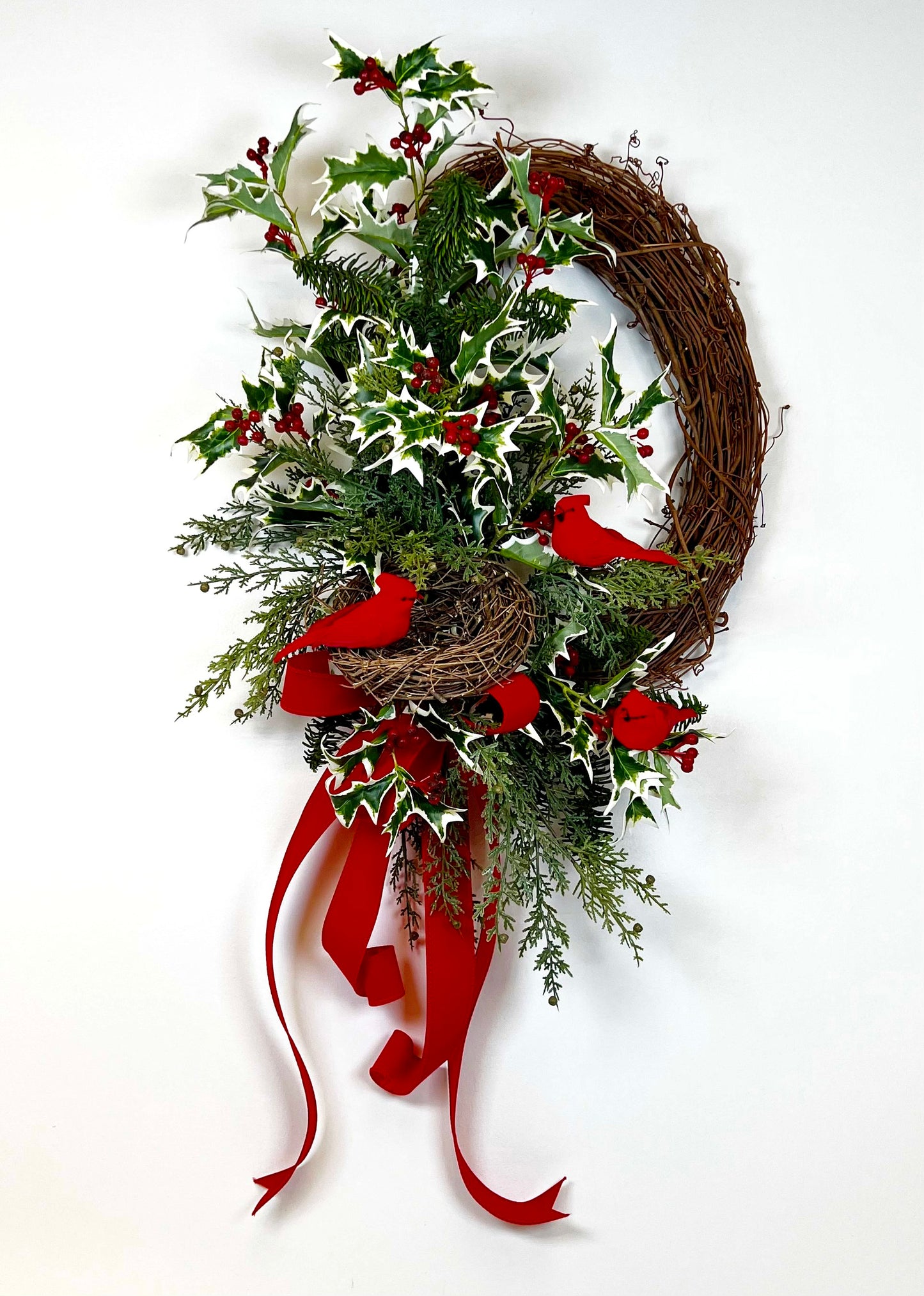 Cardinal Holly Wreath TUTORIAL ONLY