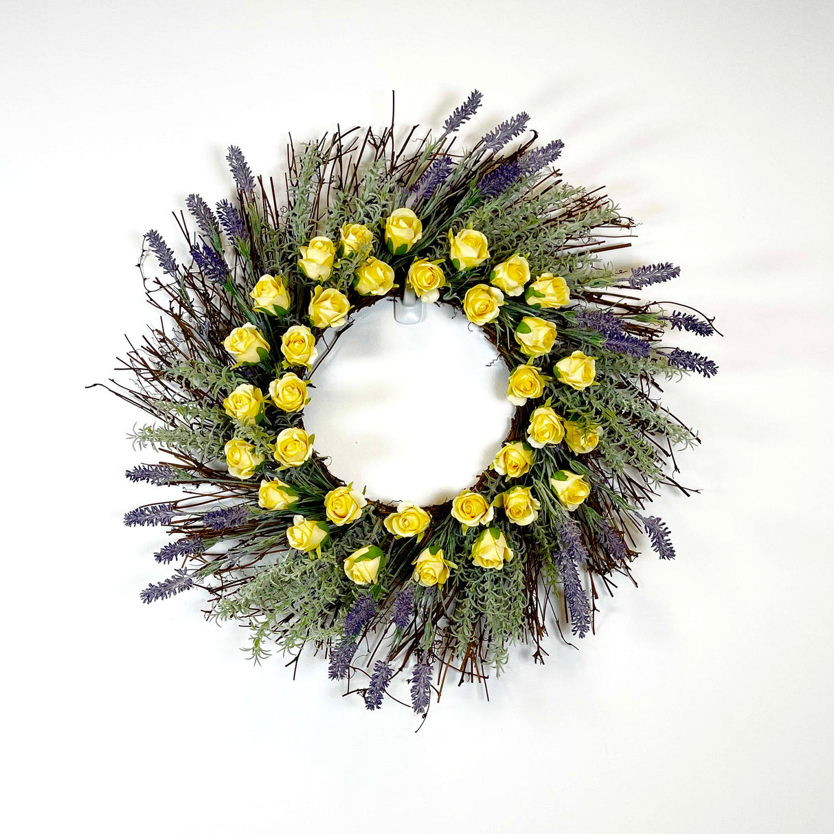 Yellow Rose & Lavender Twig Wreath TUTORIAL