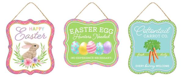 7"Hx6"L Embossed Tin Easter Sign