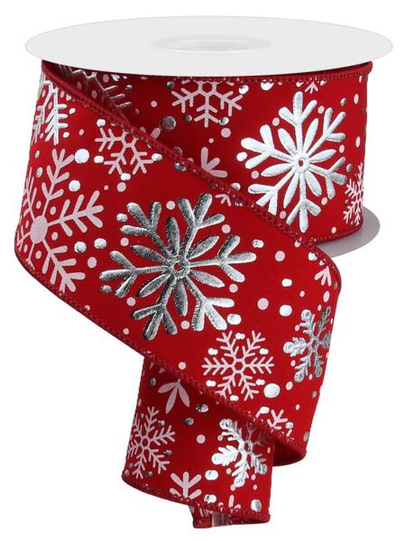 2.5" X 10Yd Multi Snowflakes On Velvet