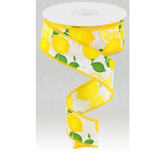 1.5"X10Yd Lemon W/Leaves/Flowers