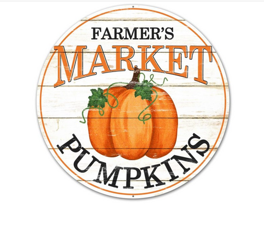 12"Dia Farmer's Market Pumpkin Sign