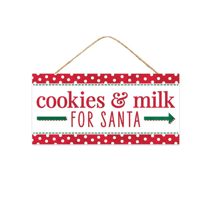 12.5"L X 6"H Cookies & Milk For Santa