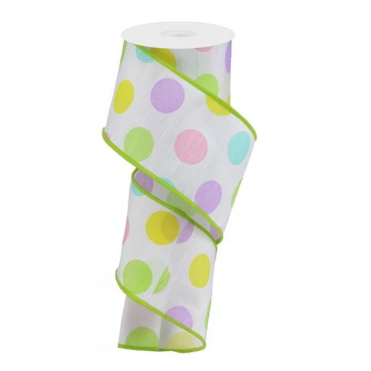 2.5"X10YD Multi Polka Dots/Faux Dupioni