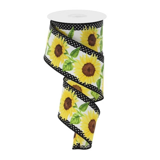 2.5"X10Yd Sunflowers W/Polka Dots