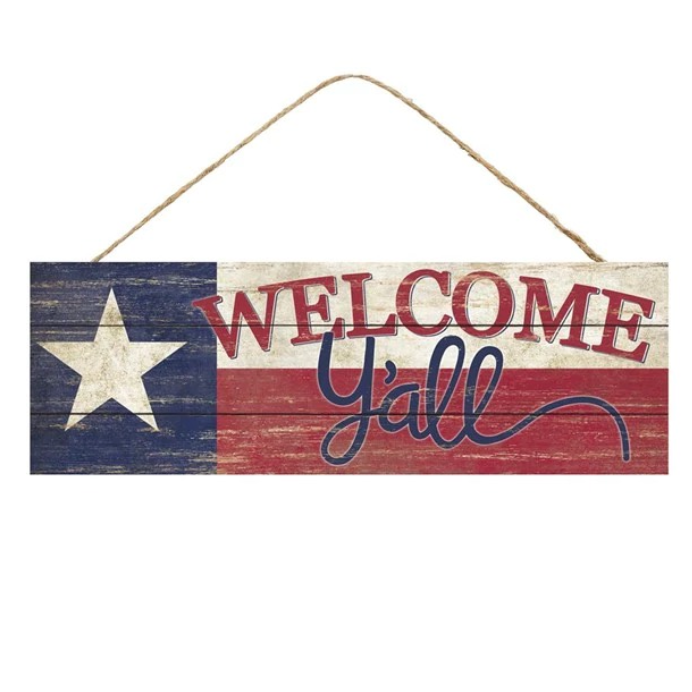 15"L X 5"H Welcome Y'all/Texas Star Sign