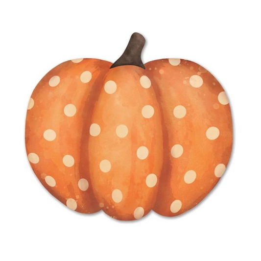 12"L Metal/Embossed Polka Dot Pumpkin